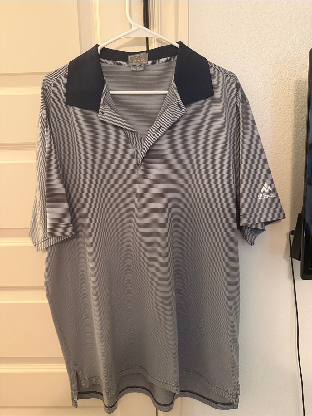 Men's Grey Polo with Navy Contrast Collar